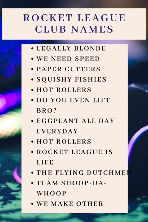 club names for rocket league|funniest rocket league team names.